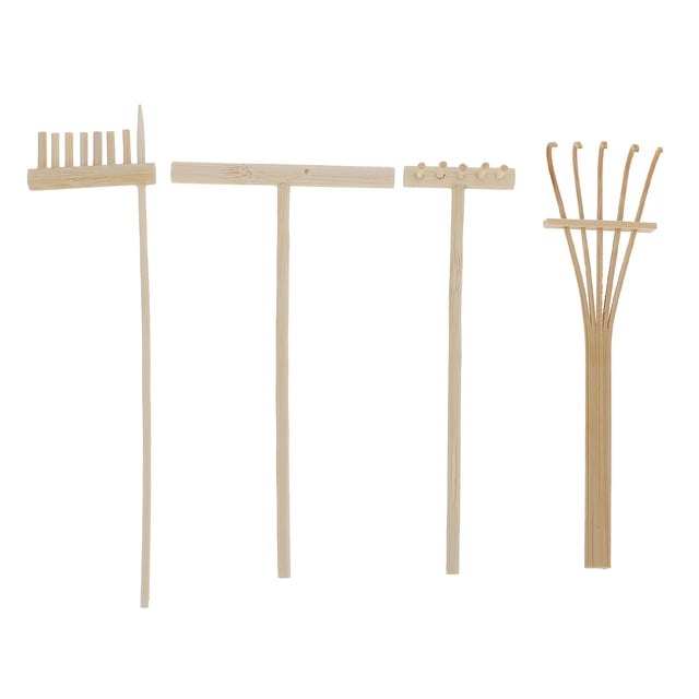 CIMAXIC 4pcs Zen Garden Rakes Meditation Sand Table Rakes Mini Zen Garden Tools,6.89"X1.77"X0.31"