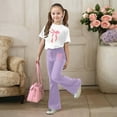 thumbnail image 4 of Glisme Girls Outfit Casual Flare Pants With Short Sleeve Top Comfortable Playwear Summer Two Piece Set Adorable Matching Set Size 9-10 Years Purple, 4 of 4