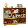 thumbnail image 3 of 3-Tier Bookshelf, 8-Section Wooden Bookcase, Storage Organizer with Anti-Tilt Device, Modern Storage Display Cabinet for Living Room, Classroom, Kid’s Room (White), 3 of 6