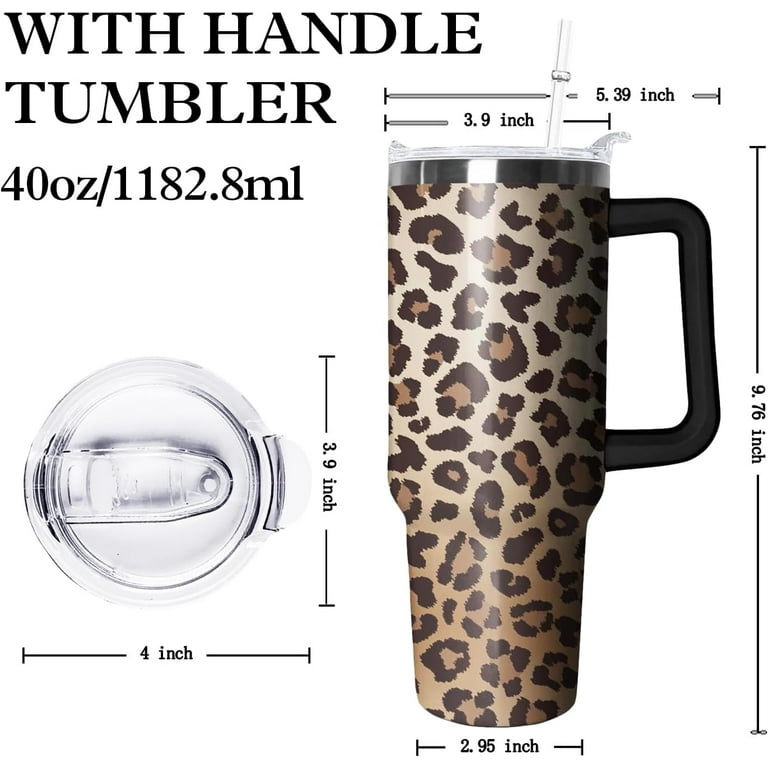 Leopard Print-3 40oz Tumbler with Handle Insulated Stainless Steel Vacuum  Travel Mug