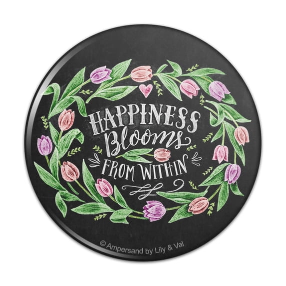 Happiness Blooms from Within Pinback Button Pin
