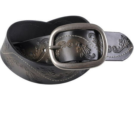 brinley embossed topstitched belt womens leather