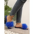 thumbnail image 4 of Women's Red Party Patchwork Slippers With Solid Color And Fluffy Decorations, 4 of 4
