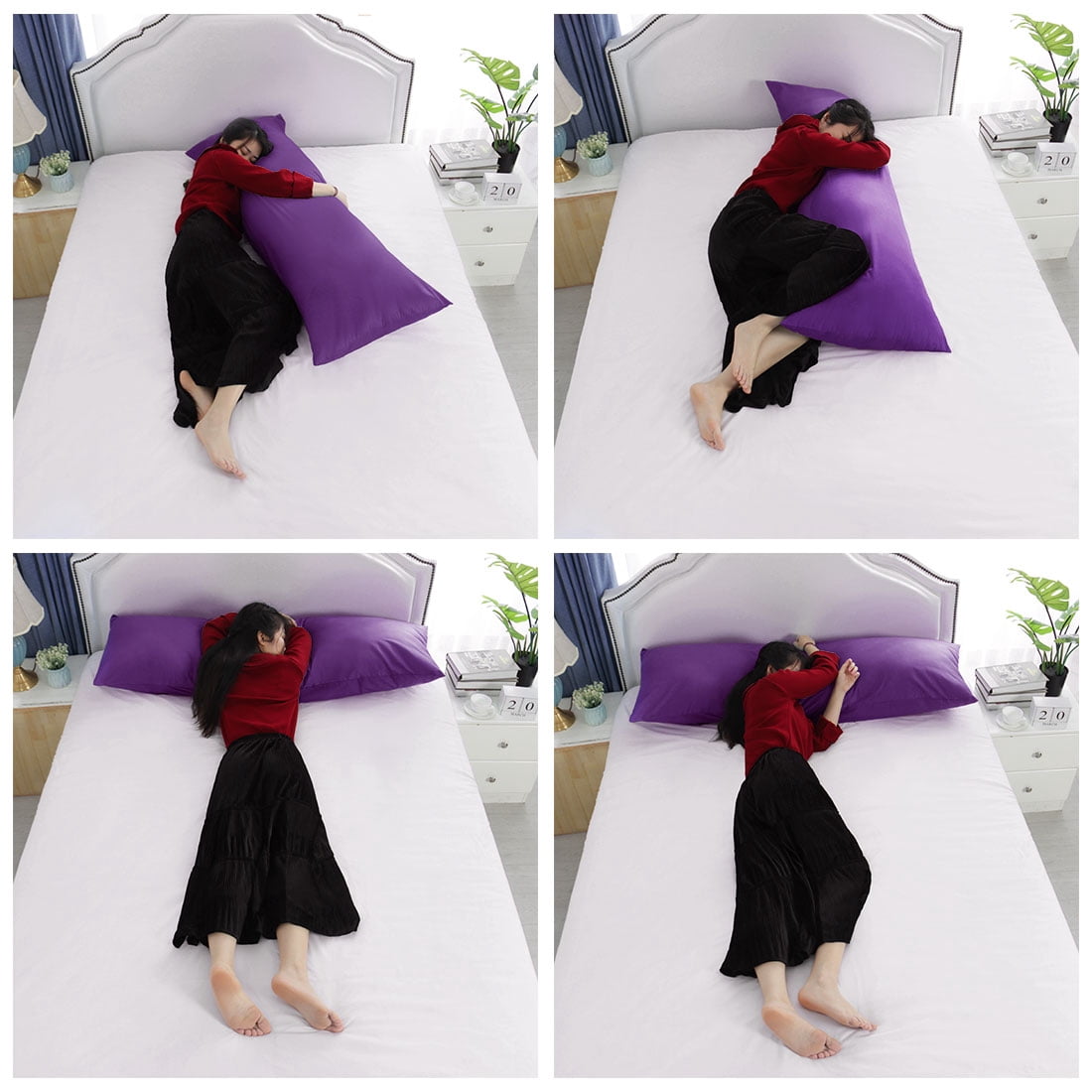 Unique Bargains 300TC Cotton Body Pillow Cover Case, 20" x 60"
