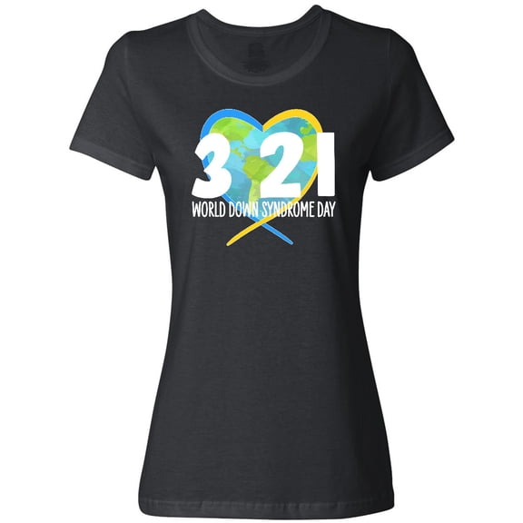 Inktastic 3 21 World Down Syndrome Day with Heart Shaped Earth Women's T-Shirt
