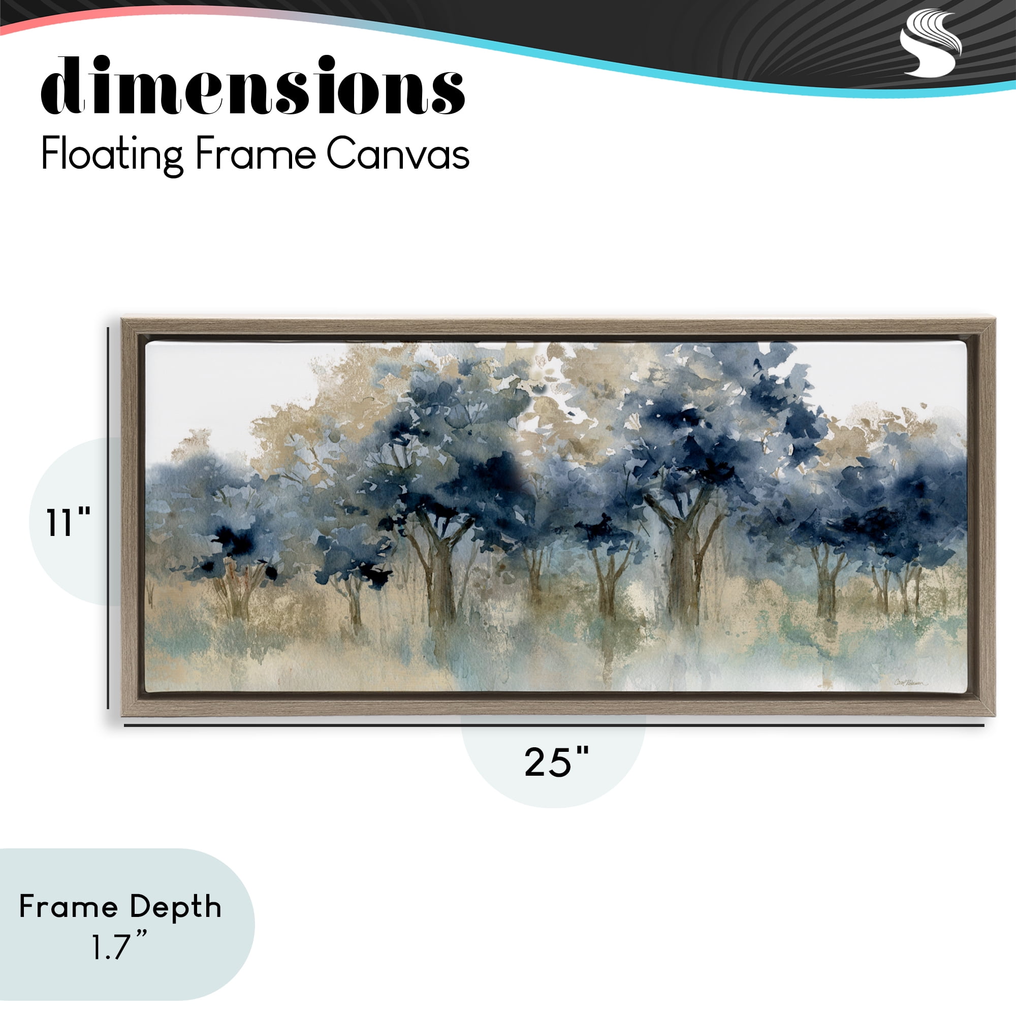 Stupell Industries Indigo Woodland Watercolor Study Brown Framed Floater Canvas Wall Art, design by Carol Robinson