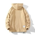 thumbnail image 4 of hopeusnice Men's Winter Solid Color Zipper Hood Sweatshirt Long Sleeve Warm Fleece llover Oversized Streetwear with Large Pockets Khaki XXXXL, 4 of 9