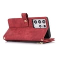 thumbnail image 6 of Wallet Case for Samsung Galaxy S21 Ultra with Zipper Pouch,Magnetic PU Leather Flip Folio Stand Card Slot with Hand Strap and Cross Body Strap Case Cover for Galaxy S21 Ultra, Red, 6 of 10