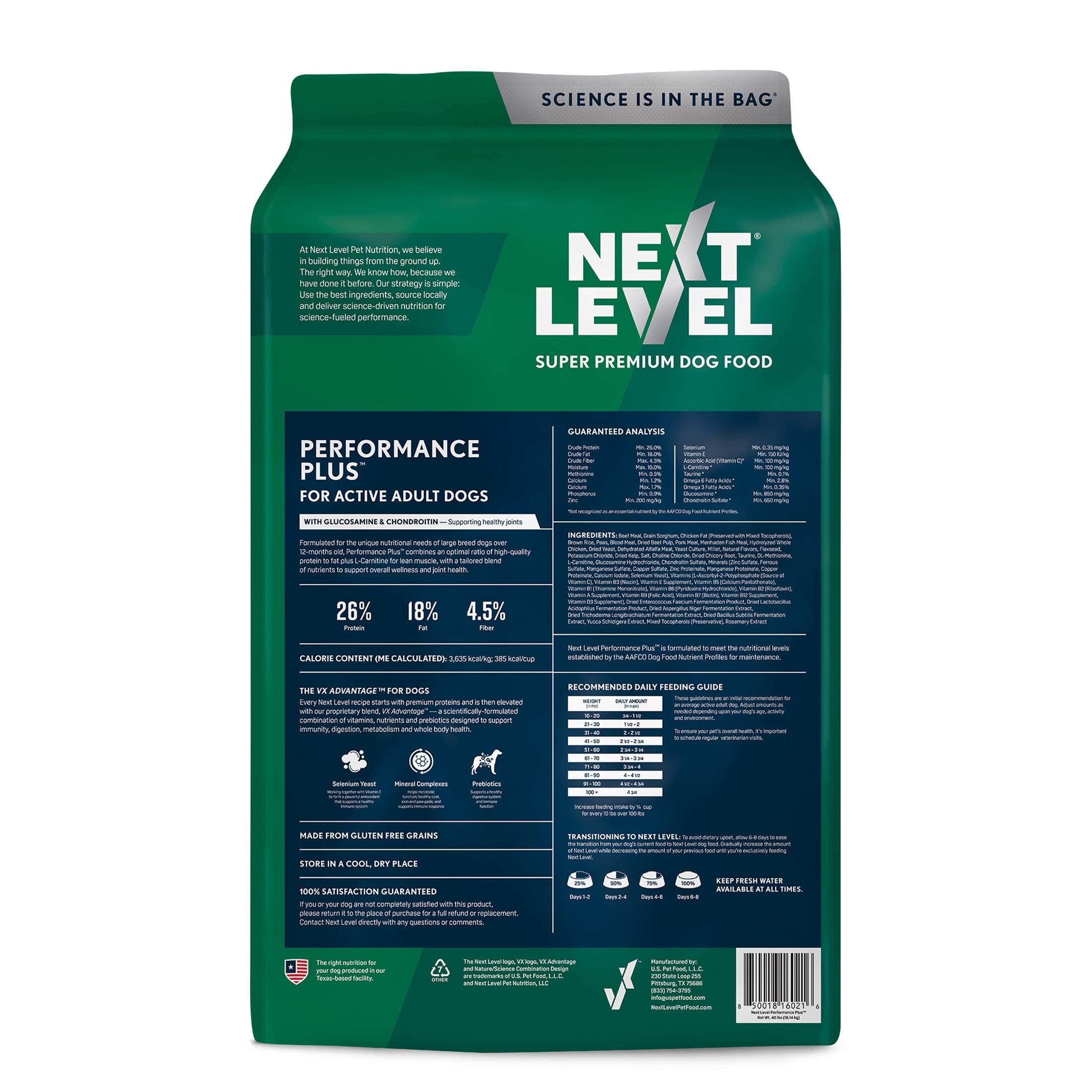 Next Level Performance Plus™, For Active Adult Dogs, Joint Support, Beef-Chicken-Pork-Fish Flavors, Dry Dog Food, 40 lbs