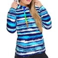 thumbnail image 4 of KLL Ice Blue Stripes for Womens Pullover Hoodie with Pocket Hooded Long Sleeve Shirts Sweatshirt for Women-Medium, 4 of 7