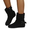 thumbnail image 1 of Bottes Mi-Mollet Décontractées pour Femmes, Mode, Boucle, Suède, Bout Rond, Plates, Sans Talons, Bottillons Courts, Hiver Automne, 1 of 6