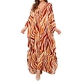 thumbnail image 1 of Riforla Bathing Suit Cover up Plus Size Kaftan Dress V Neck Batwing Sleeves Floral Print Beach Cover up Loose Sun Protection Robe Gold One Size, 1 of 7