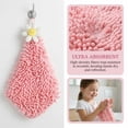 thumbnail image 5 of REGALWOVEN 2 Pack Cute Flower Chenille Hanging Hand Towels, Soft Absorbent, Quick Dry Decorative Towels for Kitchen, Bathroom Pink 12" x 12", 5 of 5