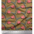 thumbnail image 1 of Soimoi Poly Georgette Fabric Leaves & Tulip Floral Printed Fabric 1 Yard 52 Inch Wide, 1 of 3