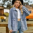 thumbnail image 5 of Zoeecloth Womens Casual Denim Jacket Spring Fall Versatile Long Sleeve Cowboy Outwear S-XXL, 5 of 9