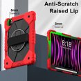 thumbnail image 3 of for iPad Pro 11" 2022/2021/2020/2018 Case, Military Grade Heavy Duty Silicone Protection Cover with Pencil Holder + Rotating Stand + Handle Rugged Cover for iPad Air 5/Air 4 10.9" 2022, Red+black, 3 of 6