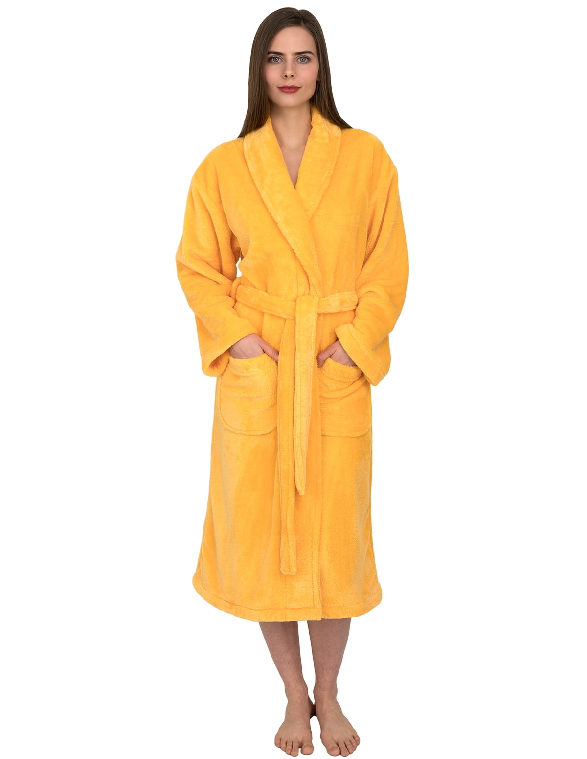 TowelSelections Women's Super Soft Plush Bathrobe Fleece Spa Robe SmallMedium Aspen Gold