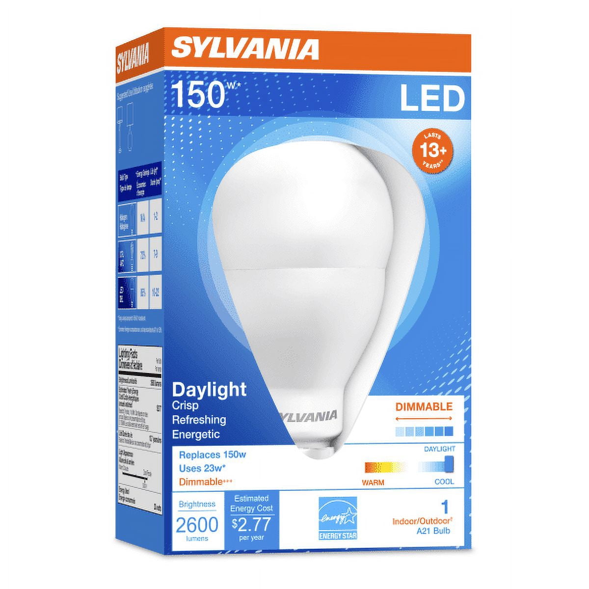 Sylvania A21 Dimmable 2550 Lumens Ultra LED Bulbs, 23 Watt, 5000 Kelvin/Daylight, Pack Of 6 LED Bulbs