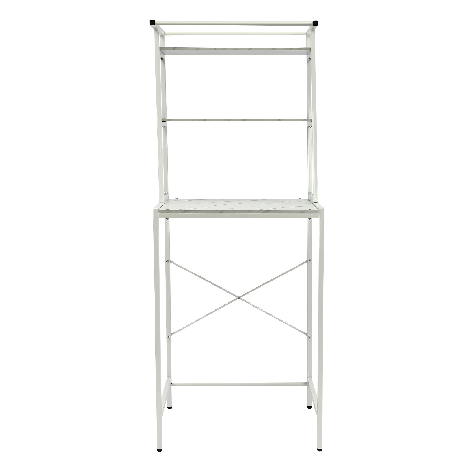 Over The Washer and Dryer Storage Shelf, 3-Tier Bathroom Room Shelf Storage Utility Rack Over The Toilet Washer Dryer Heavy Duty Laundry Room Organizer Bathroom Space Saving Organizer (White+Marble)
