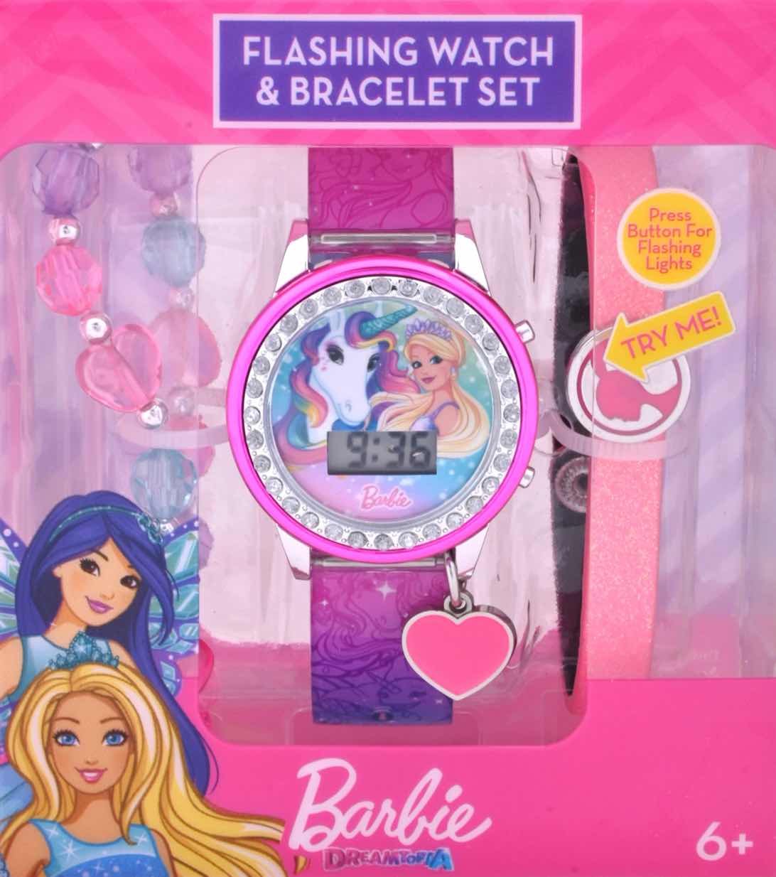 Mattel Barbie Girls Flashing LCD Pink Ombre Silicone Watch & Matching Bracelet 3 Piece Set - image 2 of 6