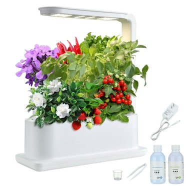 Yescom 3 Pots Hydroponic Growing System Plant Germination Kit with LED Light Indoor Herb Garden Home Kitchen