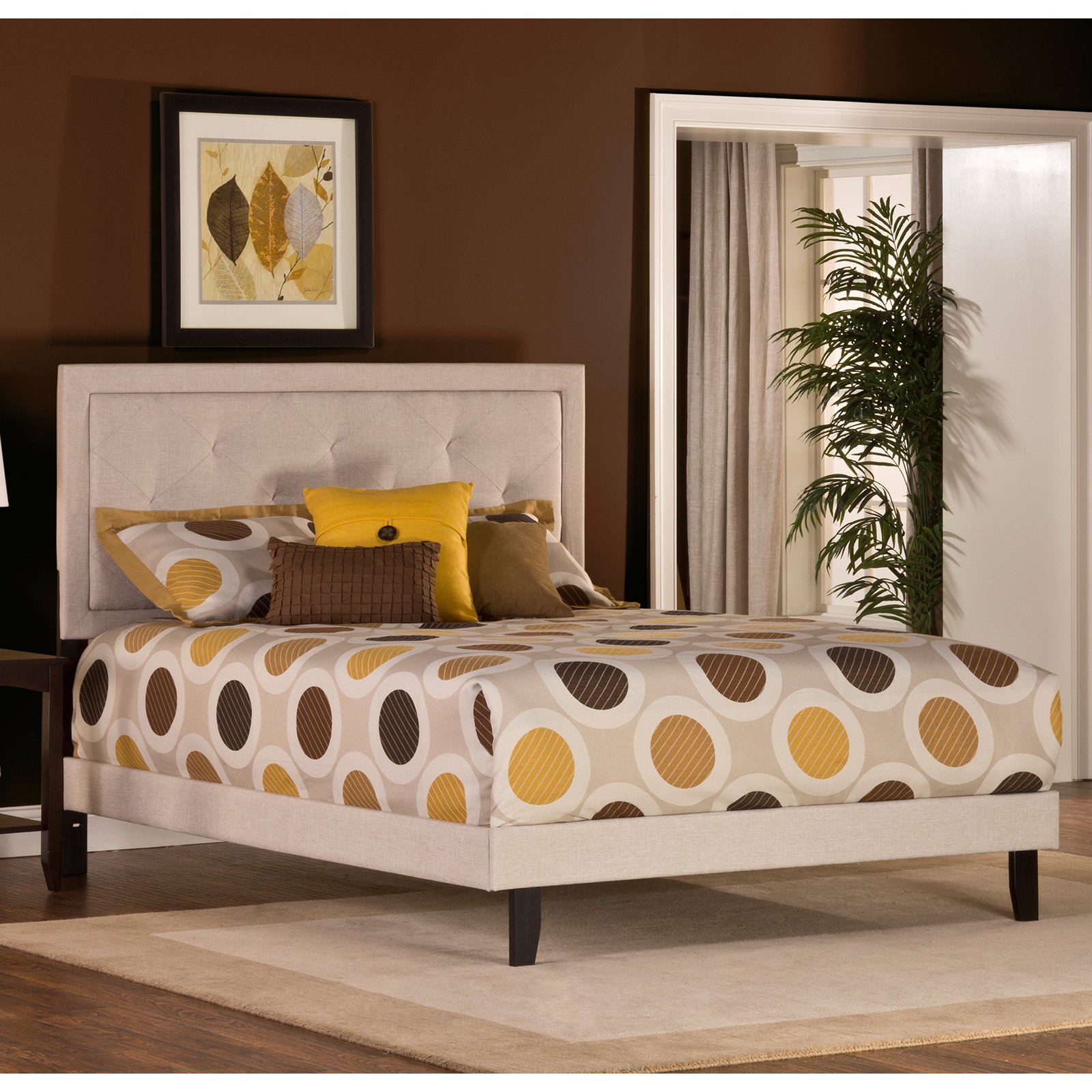 Hillsdale Furniture Becker Upholstered Queen Bed and Bed Frame, Cream Fabric
