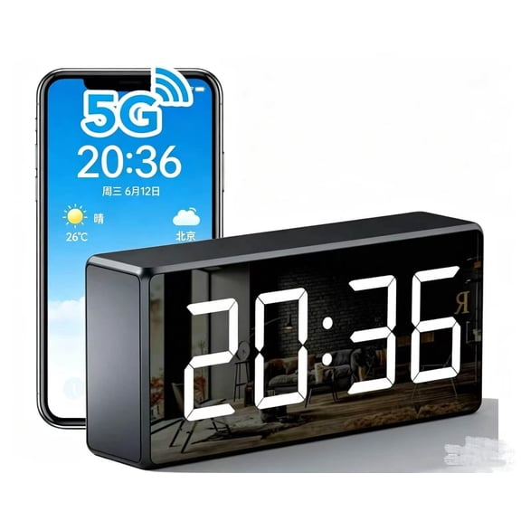 Smart Clock Camera, 5G & 2.4G WiFi Indoor Security Camera, 4K Home Nanny Cam with Color Night Vision & Human Motion Detection