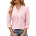 thumbnail image 5 of Njoeus Womens Tops 3/4 Sleeve Shirts V Neck Eyelet Dressy Casual Tunic Tops Trendy Work Tops Blouses S-XXL, 5 of 6