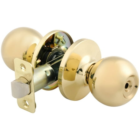 Brink's Interior Locking Privacy Doorknob, Ball, Polished Brass (Best Way To Clean Brass Door Handles)