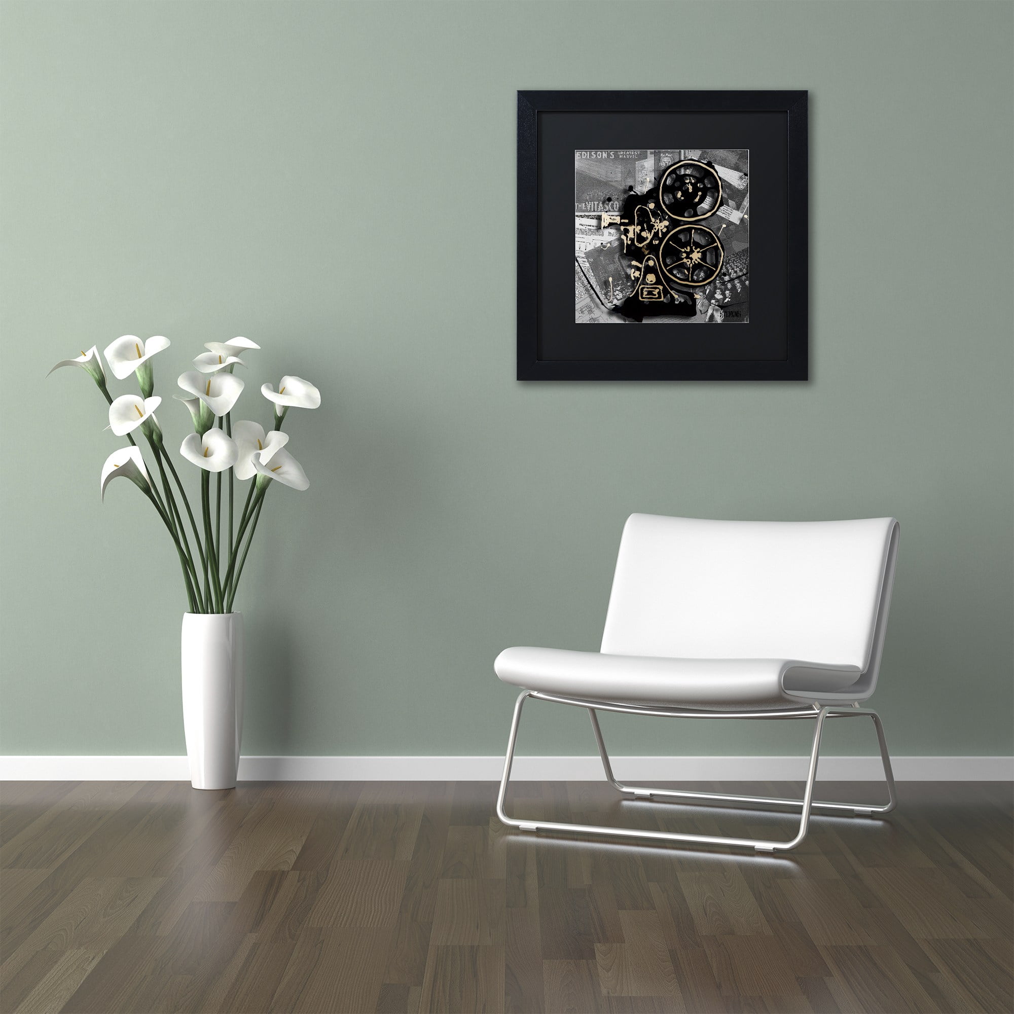 Trademark Fine Art "Movie Projector" Canvas Art by Roderick Stevens, Black Matte, Black Frame