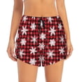 thumbnail image 4 of Lsque Snowflake red plaid Printed Women's Running Shorts with Liner Pockets,Elastic Quick Dry Workout Athletic Gym Yoga Shorts,Womens High Waist Shorts-, 4 of 9