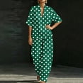 thumbnail image 5 of Women's Dressy Polka Dots 2 Piece Outfits - V Neck Shawl Collar Blouses & Wide Leg Pants Lounge Sets with Pockets, 5 of 6