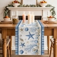thumbnail image 1 of Table Runners 90 Inches Long Dress Scarves, Nautical Coastal Farmhouse Coffee/Dining/Kitchen Table Decor Table Runner for Living Room, Starfish Conch Coral Navy Blue 13x90 Inch, 1 of 5