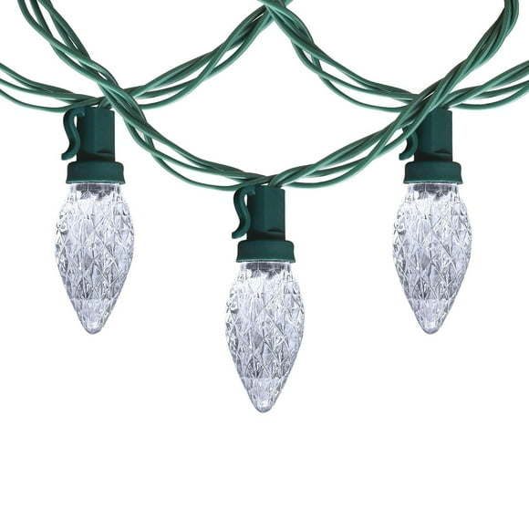 Jeu de 100 lumières C7 en Blanc pur, fil vert
