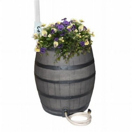 Whiskey Barrel Flat-Sided Rainwater Urn - Gray