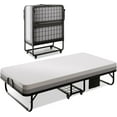thumbnail image 1 of iPormis Lit Pliant avec Matelas, Format Simple 76x38 avec Tablette de Rangement et Poche Latérale, Lits Roulants Portatifs pour Adultes pour Invités, Lit Portatif avec Roues Verrouillables - Cadre en Métal Robuste, Gain de Place, 1 of 9