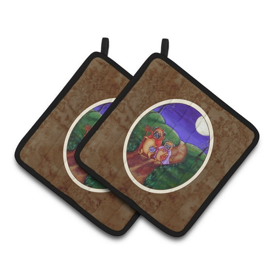 Carolines Treasures 7281PTHD Trick or Treat Halloween Pug Pair of Pot Holders , 7.5HX7.5W, multicolor
