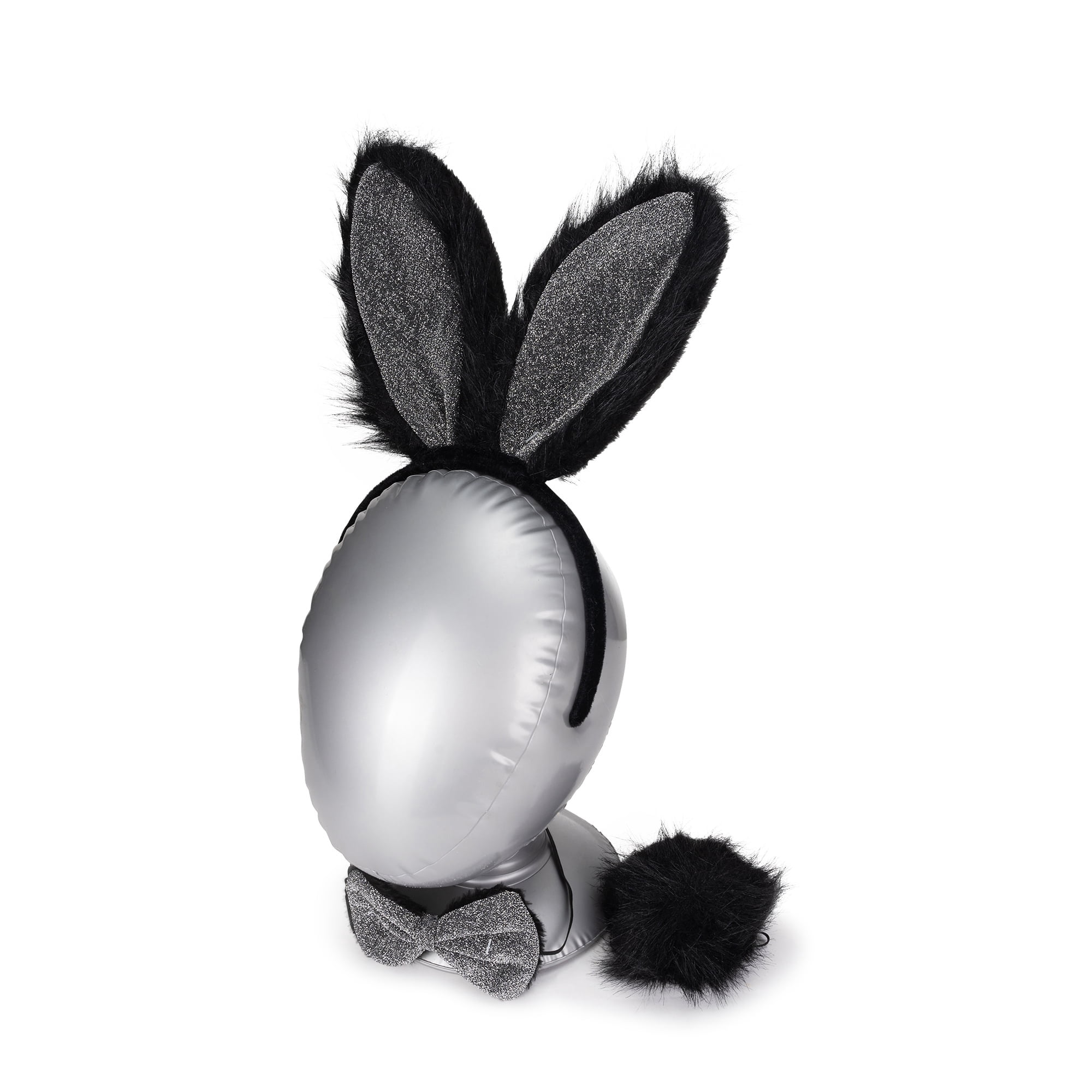 Bunny Costume Accessory Kit for Adults, Black and Gray, 3 Pieces, Halloween by Way To Celebrate