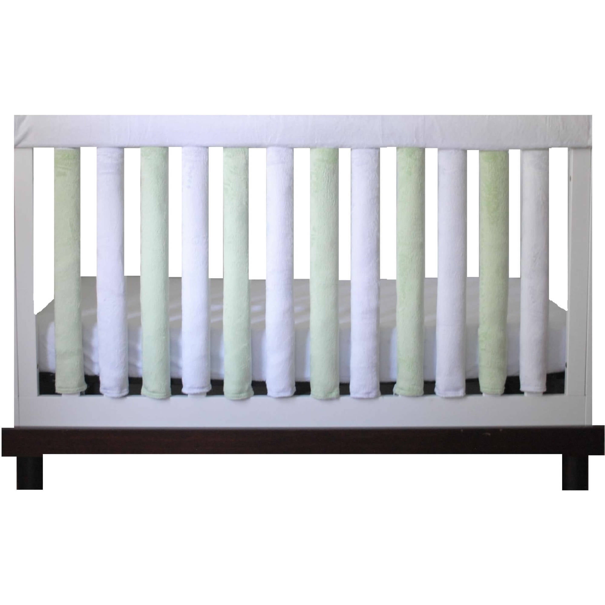 Doctorapproved, Safe Vertical Wonder Bumpers in Reversible Green & White Minky, Choose Your