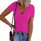 thumbnail image 2 of Tops de Color Sólido para las Mujeres, Manga Corta con Cuello en V Suéter Blusa de Moda para Ocasional, Fiesta Y Trabajo, 2 of 7