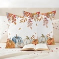 thumbnail image 3 of Orange Blue Thanksgiving Fall Outdoor Waterproof Pillow Covers, Autumn Botanical Pumpkins Decorative Square Throw Pillowcase Sofa Cushion Sham for Patio/Couch/Chair, 20"x20" 2 Pack, 3 of 8