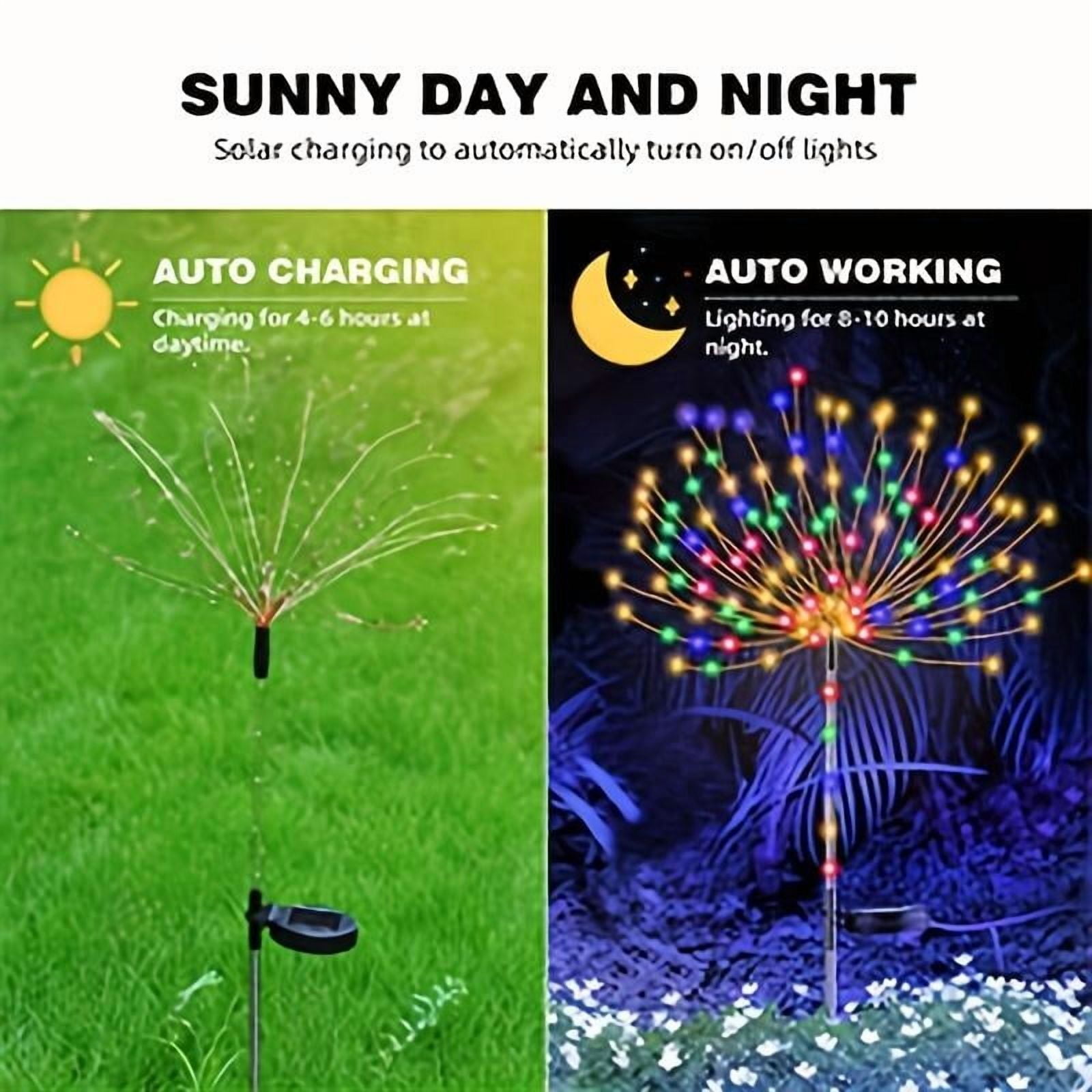 2 Packaging Outdoor Solar Fireworks Light - DIY Decoration, Used for Routes, Gardens, Courtyards, Parties, Weddings, Festivals, Christmas Decorations, Solar Flooring, Lawn Lights,Halloween Decorative