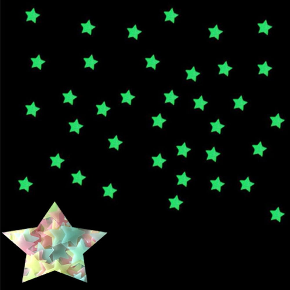 Konsait Christmas Glow in The Dark Stars Wall Stickers Adhesive Fluorescent Glowing Stars Ceiling Wall Window Decals for Christmas Decoration Starry Sky Kids Rooms Baby Bedroom Decor Birthday Gift 