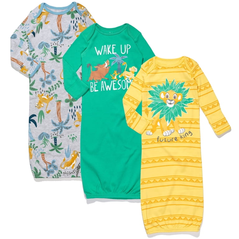 Disney Lion King Baby Boys 3-Pack Sleeper Gown, Newborn photo 1