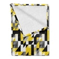 thumbnail image 2 of Yellow and White Soft Flannel Fleece Blanket, Geometric Design with Triangles Squares and Houndstooh Inspiration, Cozy Plush for Indoor and Outdoor Use, 70" x 90", Yellow Grey Black, by Ambesonne, 2 of 5
