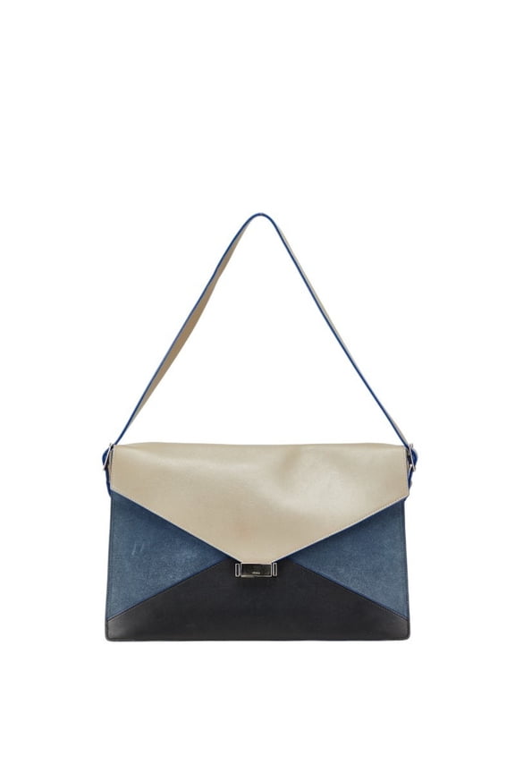 Pre-Owned Celine Diamond Clutch Tricolor Shoulder Bag in Beige, Black, Blue, Leather... (Good)
