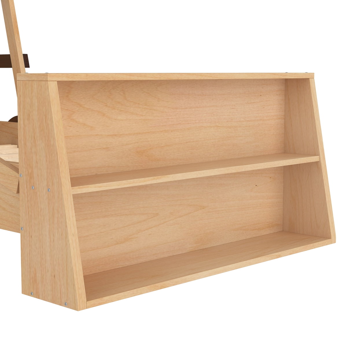 Twin Size Car Bed with Storage Shelves,  Platform Bed with Cute Car-shape, Childlike Design, Natural