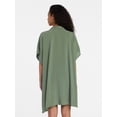 thumbnail image 4 of Time and Tru Women's Button Down Cover-Up, Green, Sizes S/M, 4 of 6
