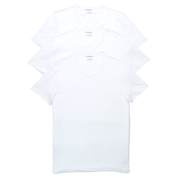 Emporio Armani Emporio Armani Mens Pure Cotton V Neck T Shirt 3 Pack Style 110856 Cc722 Walmart Com Walmart Com