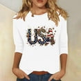 thumbnail image 2 of FAVIPT Fourth of July Shirts for Women Plus Size Loose Summer Shirts Stars and Stripes Patriotic Print Tees 3/4 Sleeve Round Neck Shirts 2025 Multicolor,XXXL, 2 of 4